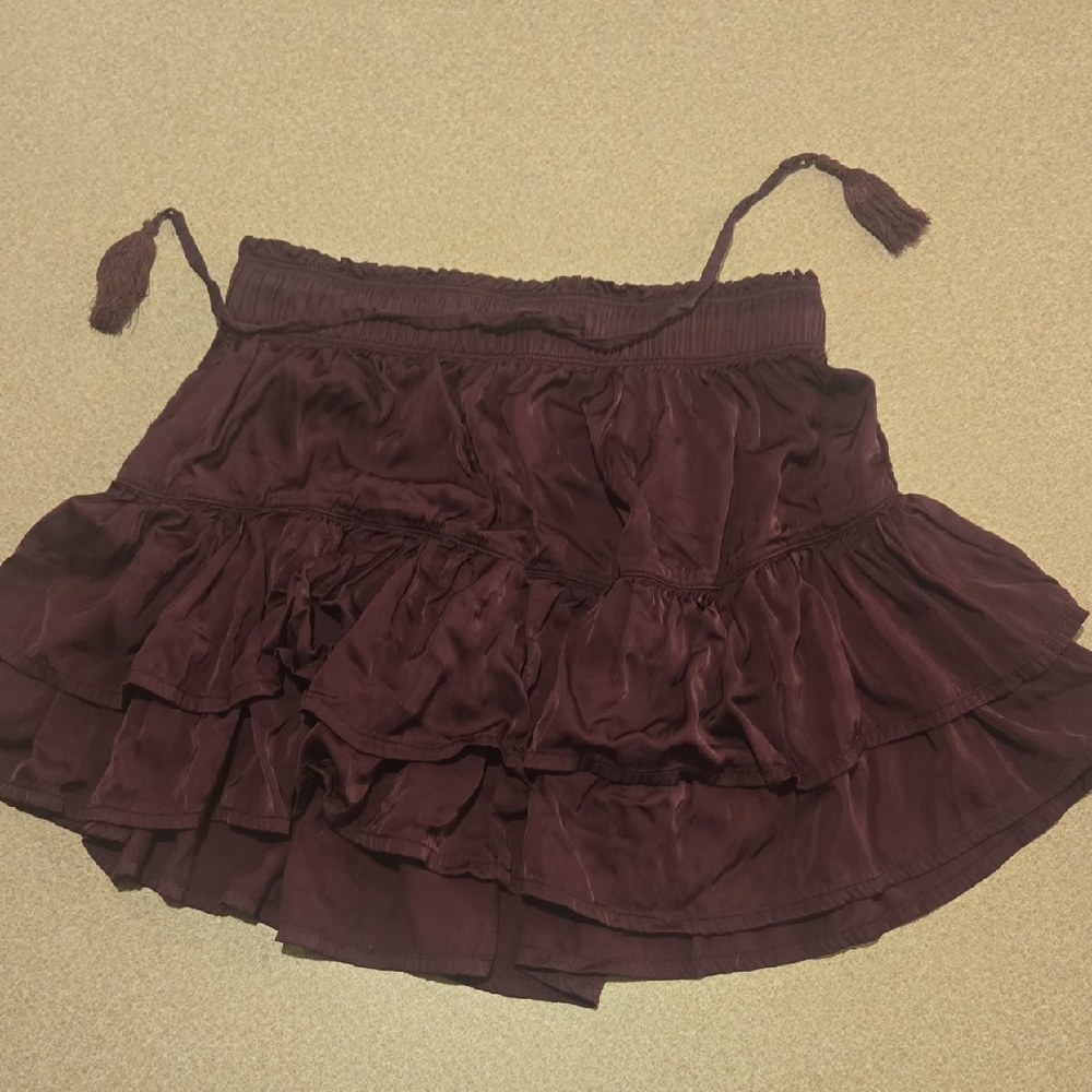 Aerie Burgundy Midi Skirt